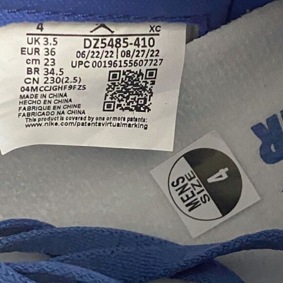 Nike Air Jordan 1 Retro High OG 'True Blue' DZ5485-410 size 4 Mens/ 5.5 Womens - Picture 9 of 12